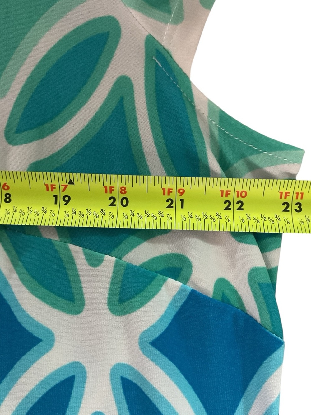Dress Barn Teal to Blue Geometric Ombre Dress P:23” L:40” - Picture 5 of 6
